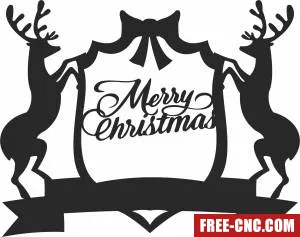 Merry christmas wall deer sign - Free dxf download