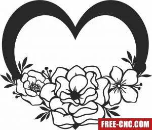 Heart with flower - Free dxf download