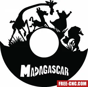 Madagascar wall clock gift for children - free dxf download