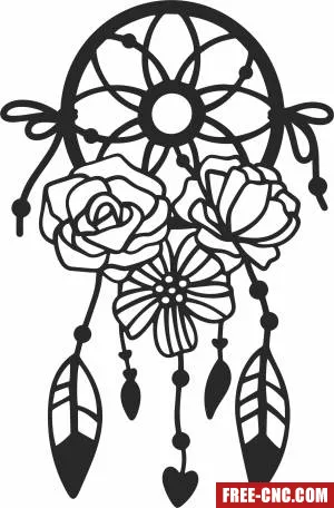 Dream catcher floral decor - Free dxf for laser cutting and plasma