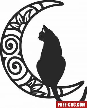 Cat on the moon - Download free dxf for cnc plasma cutting