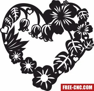 Heart love floral sign gift for valentine - Free dxf for laser cutting and plasma