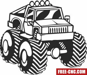 Monster truck clipart - Free dxf download