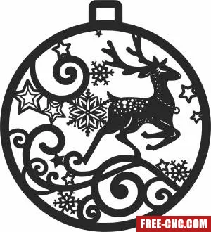 Christmas deer snowflake ornament clipart - Free dxf files ready to cut