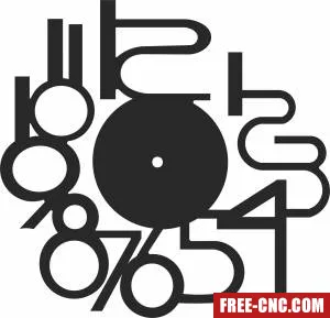 Wall vinyl clock - Free dxf for laser cutting and plasma