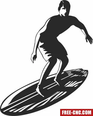 Surfboard surfer clipart - Free dxf files ready to cut