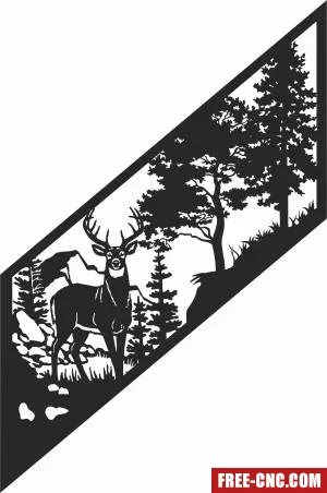 Deer scene forest clipart - Download free dxf for cnc plasma cutting