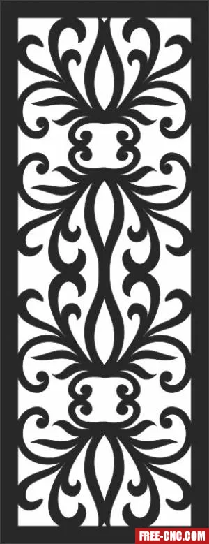 Floral decorative wall screen panel pattern door - free dxf download