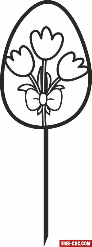 Happy easter egg flowers stake clipart - Free dxf for laser cutting and plasma