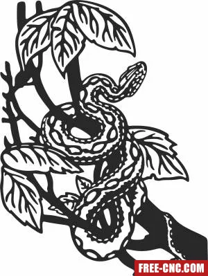 Snake wrapped on a tree branche clipart - Download free dxf for cnc plasma cutting