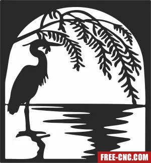 Heron scene wall art - Free dxf files ready to cut