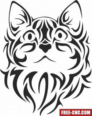 Tribal cat wall decor - Free dxf for laser cutting and plasma