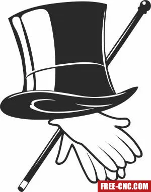 Magic cylinder hat cartoon art - Free dxf download