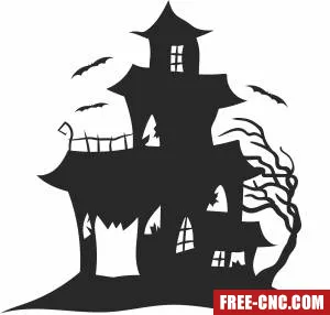 Halloween scary house clipart - Download free dxf for cnc plasma cutting
