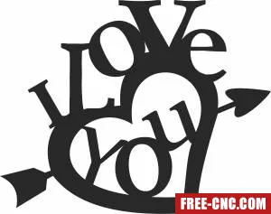 I love you heart clipart - Free dxf for laser cutting and plasma