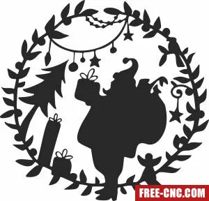 Christmas santa claus with gifts - Free dxf for laser cutting and plasma