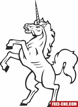 Standing unicorn horse - Free dxf for laser cutting and plasma