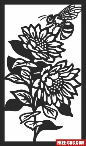 Decorative wall flowers panel - Free dxf for laser cutting and plasma