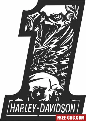 Harley davidson number 1 eagle cliparts - Free dxf for laser cutting and plasma