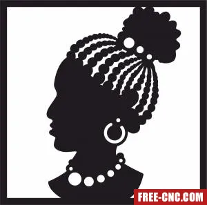 Afro lady face wall decor - Free dxf for laser cutting and plasma