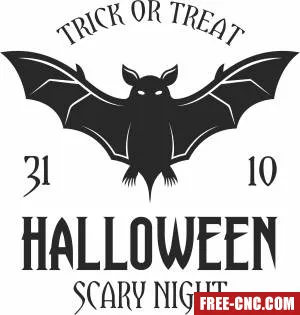 Halloween bat trick or treat clipart - Free dxf download