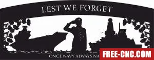 Lest we forget navy military sign flags - Download free dxf for cnc plasma cutting