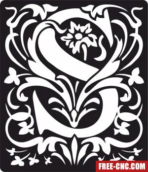 Personalized monogram initial letter s floral artwork - Free dxf download