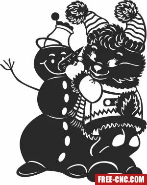 Christmas snowman clipart - Free dxf files ready to cut