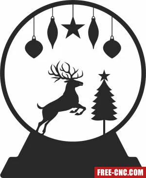 Deer globe merry christmas - Free dxf for laser cutting and plasma