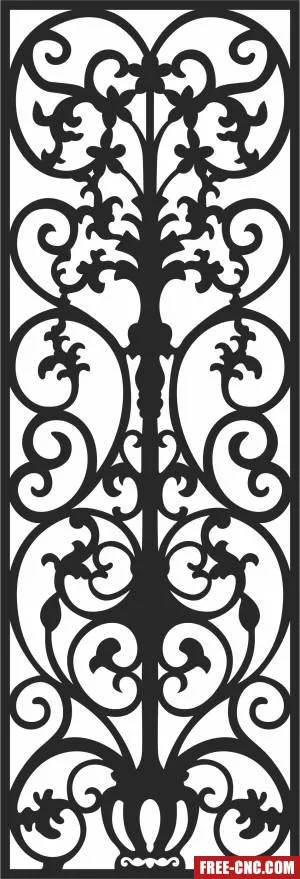 Decorative floral pattern screen door - Free dxf for laser cutting and plasma