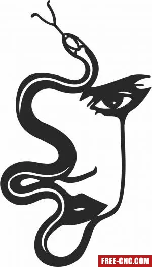 Snake lady face art - Download free dxf for cnc plasma cutting