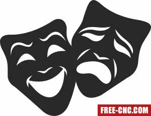 Comedy and tragedy drama theatre mask - Free dxf for laser cutting and plasma