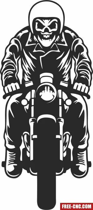 Biker skeleton skull riding motorcycle - Free dxf files ready to cut