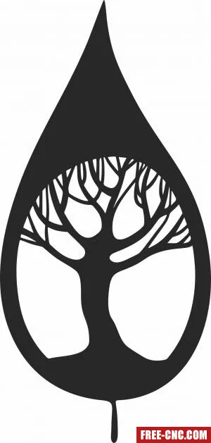 Leaf with tree inside wall decor - Download free dxf for cnc plasma cutting