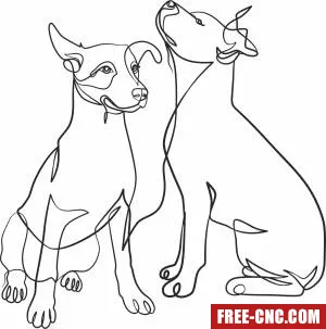 One line dogs pot art - Free dxf files ready to cut