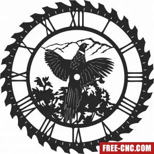 Peacock sceen saw wall clock - Free dxf for laser cutting and plasma