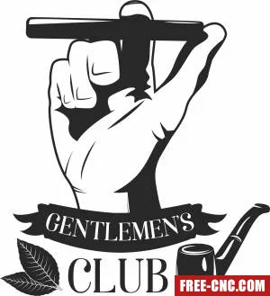 Gentleman logo cigar clipart - Free dxf for laser cutting and plasma