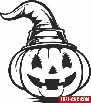 Halloween pumpkin with hat - Free dxf for laser cutting and plasma
