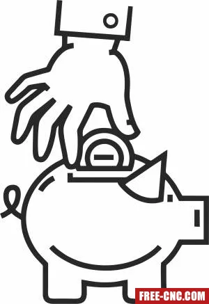 Piggy bank money pig clipart - Download free dxf for cnc plasma cutting