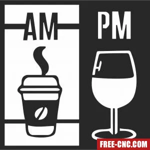 Drink sign coffee wine wall sign - Free dxf for laser cutting and plasma