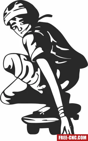 Skater boy skateboard clipart - Free dxf for laser cutting and plasma