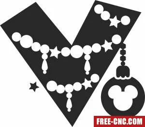 Mickey mouse v monogram - Free dxf download