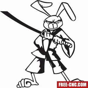 Cartoon samurai bunny with sword - Download free dxf for cnc plasma cutting