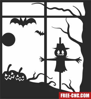 Halloween pumpkins scary scene - Free dxf download