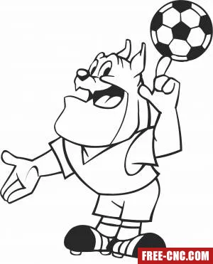 Cartoon dog football soccer player - Download free dxf for cnc plasma cutting