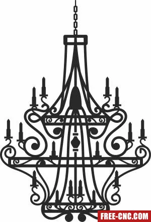 Classic chandelier clipart - Free dxf for laser cutting and plasma