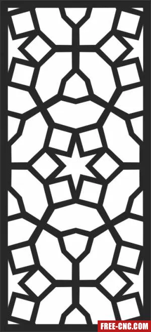 Geometric panel pattern wall screen - free dxf download