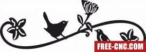 Birds stands on a flower branch - Download free dxf for cnc plasma cutting