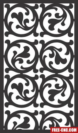 Wall screen decorative floral panel - free dxf download