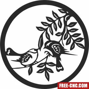 Birds on branche wall decor - Free dxf for laser cutting and plasma